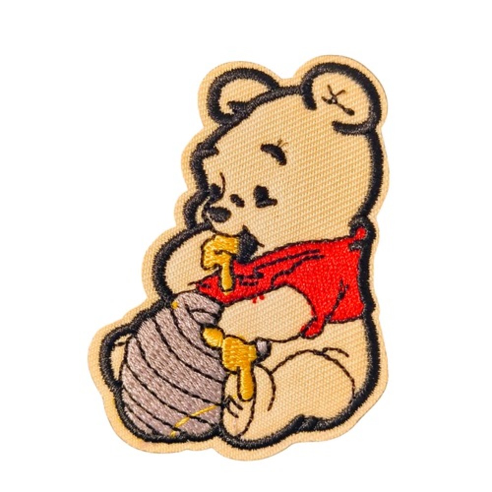 Disney Chibi Winnie The Pooh Eating Honey Embroidered Iron On 3" Patch